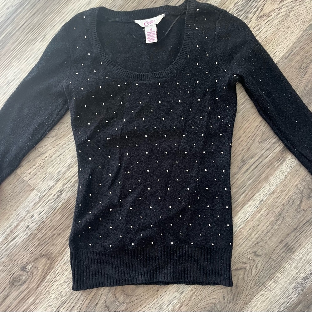 Candie's Black Sweater with Sparkly Rhinestones, long sleeve